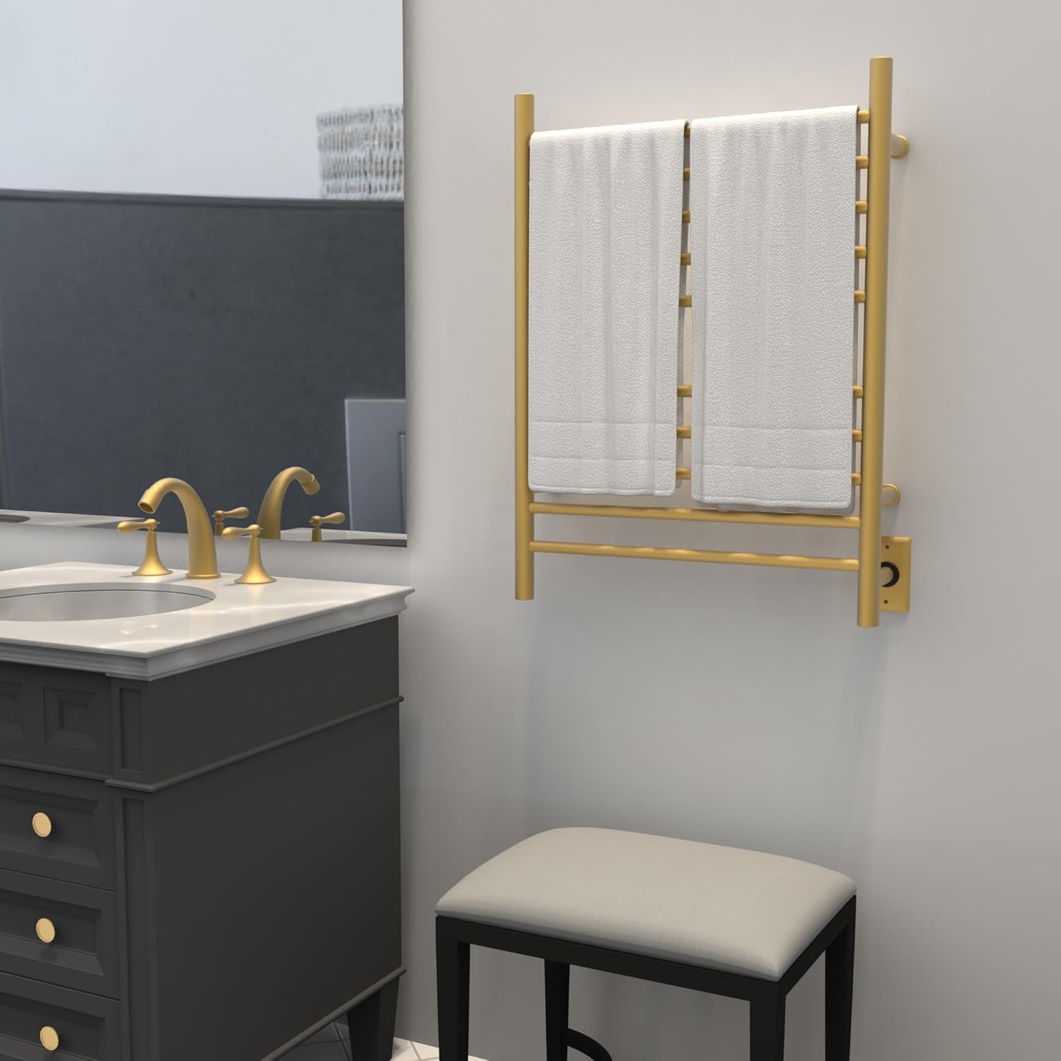 Amba RWH-SSB Satin Brass Towel Warmer 10 Bar Combo