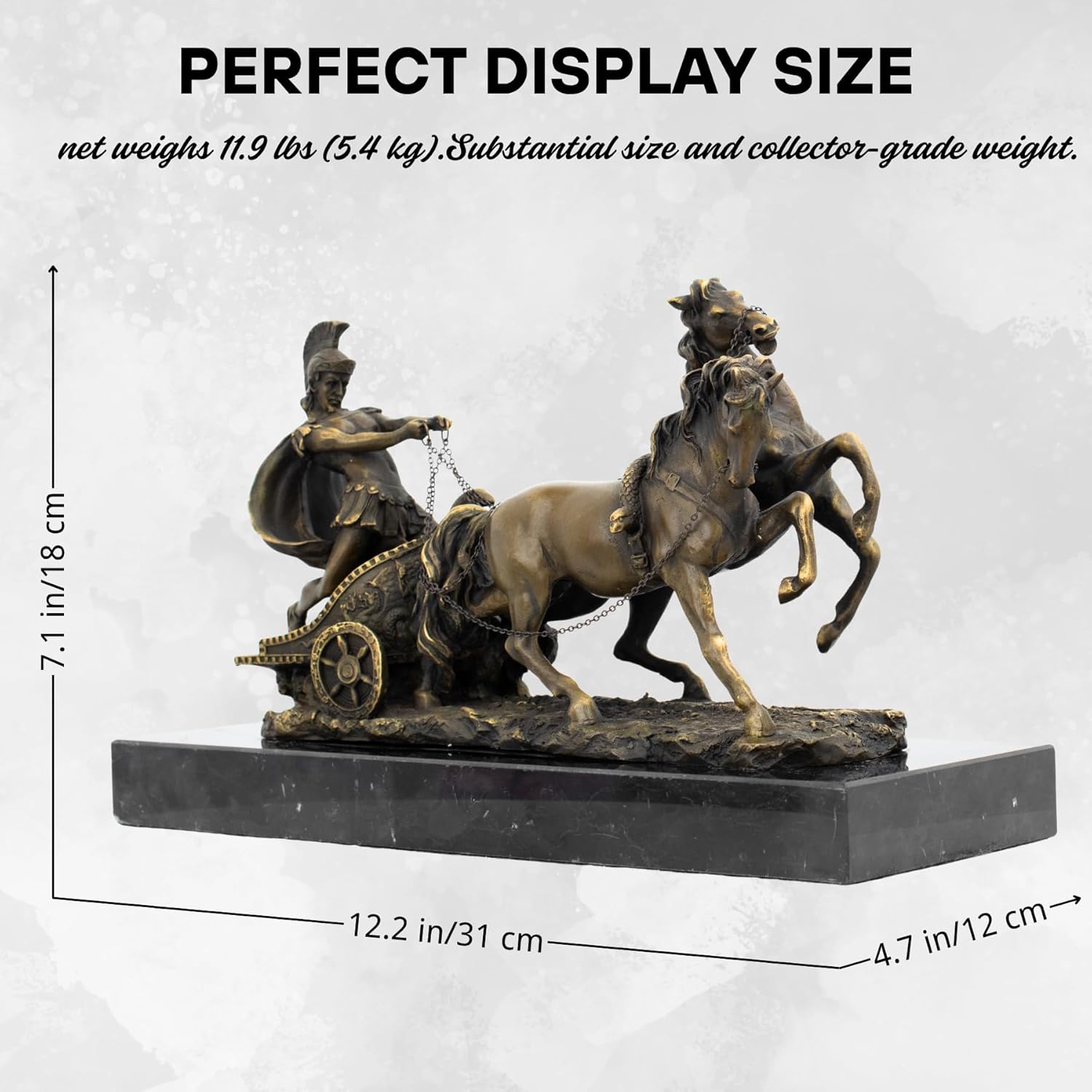 YouFine Bronze Greek Warrior Chariot Statue - 122 Inch