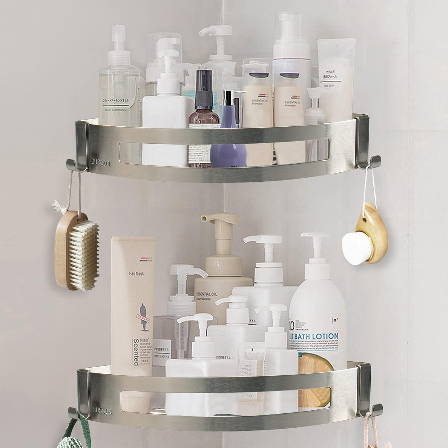 NearMoon 2 Pack Shower Caddy No Drill 304 Stainless Steel