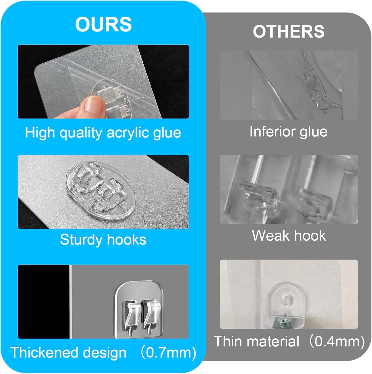 LSOSVSEU Shower Caddy Adhesive Hooks 5Pcs Triple Double Hooks