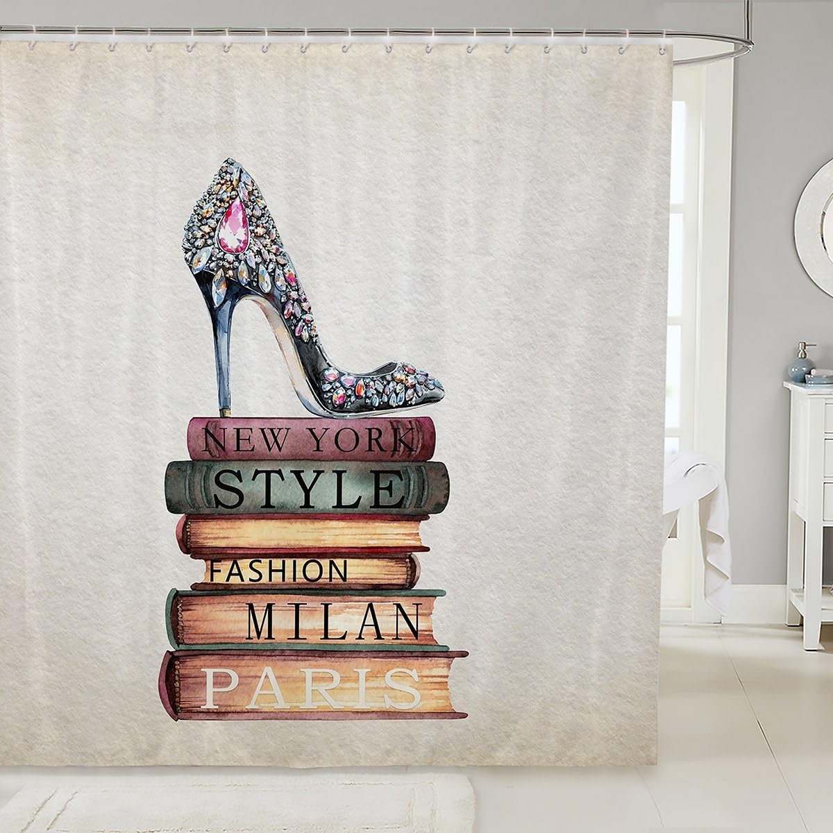 Diamond Designer Shoes Shower Curtain Set