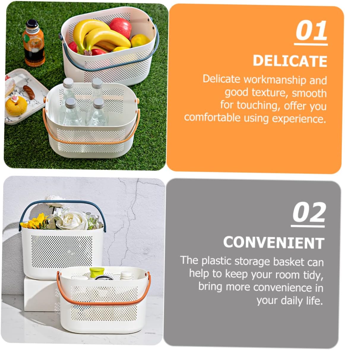 PERSELOSO Portable Plastic Shower Basket Organizer with Ventilation and Handle