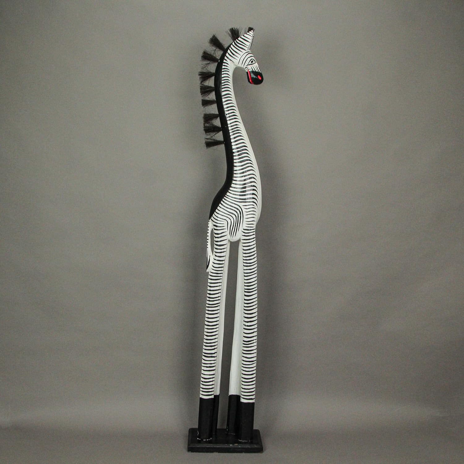 Zeckos Hand-Carved Zebra Statue 36 Inches Tall