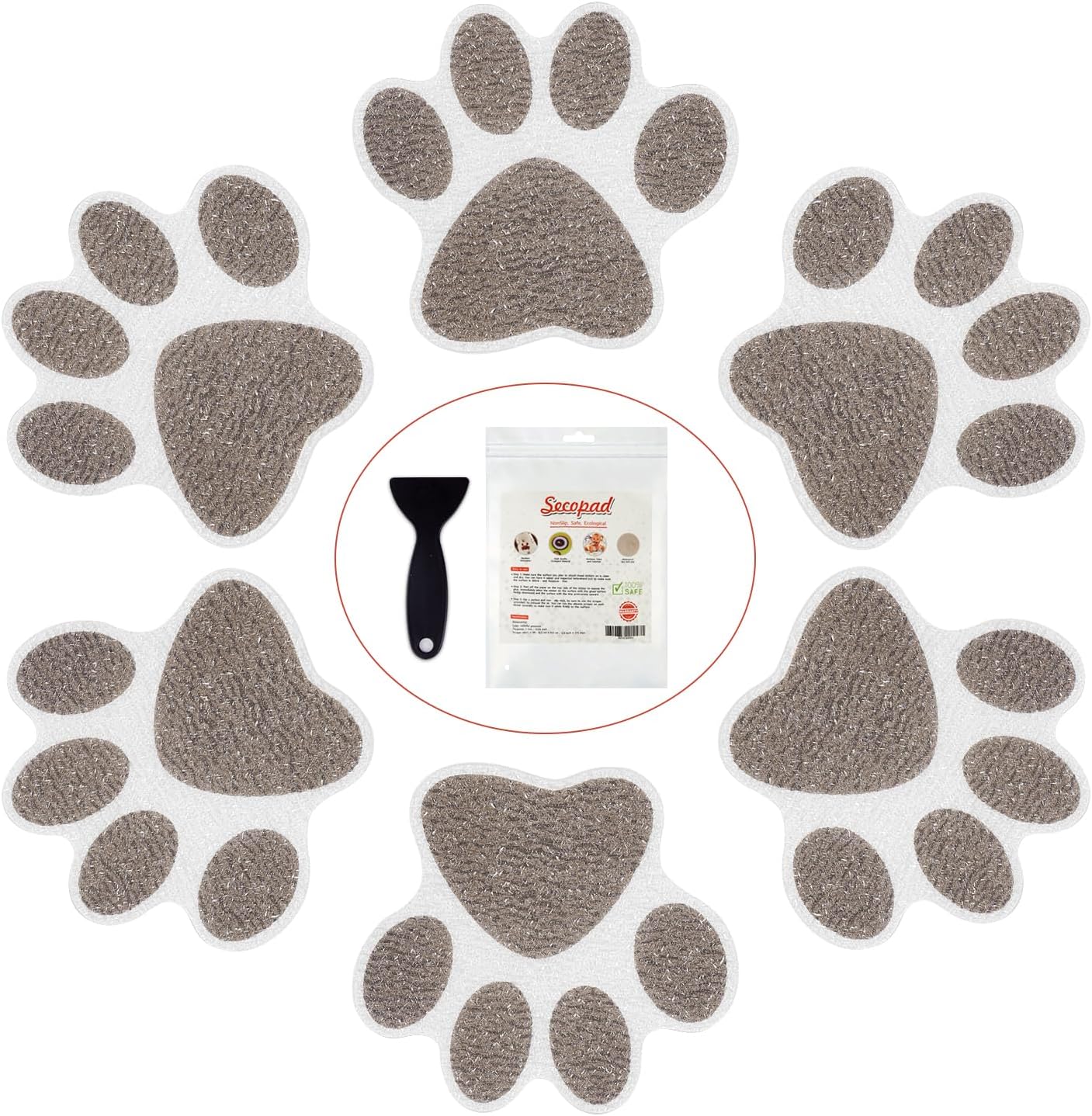 Secopad Non-Slip Bathtub Stickers 24pcs Bear Paw Design