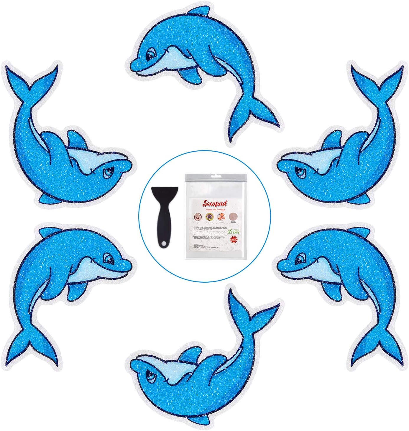 Secopad Non Slip Dolphin Bathtub Stickers 20 PCS