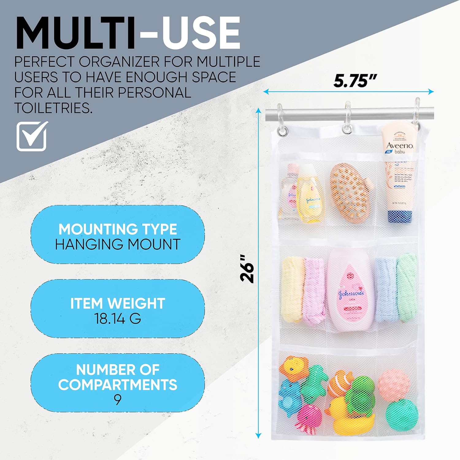 Handy Laundry 2-Pack Shower Organizer with 9 Pockets 1