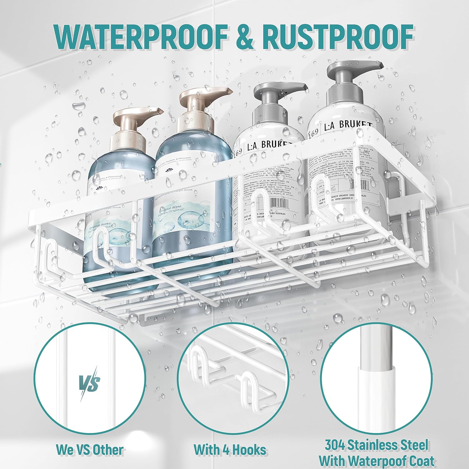 Liuoud 5 Pack Shower Caddy Organizer Set White