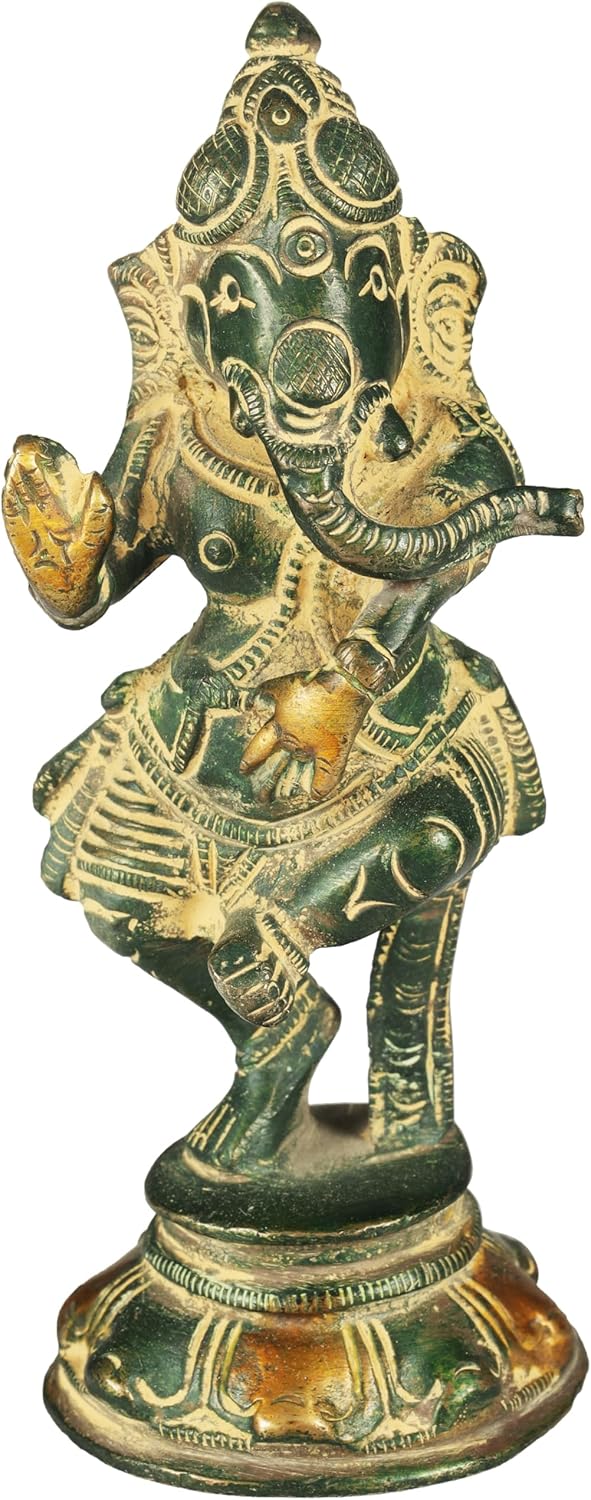 Dancing Ganesha Brass Statue 4 Inch