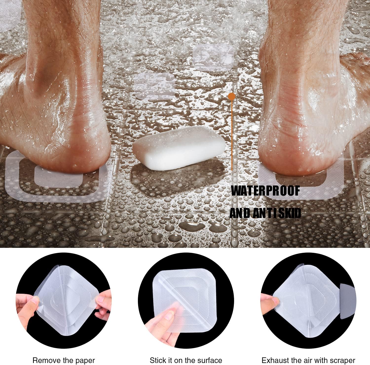 Secopad Non-Slip Bathtub Stickers 72 PCS Clear Set