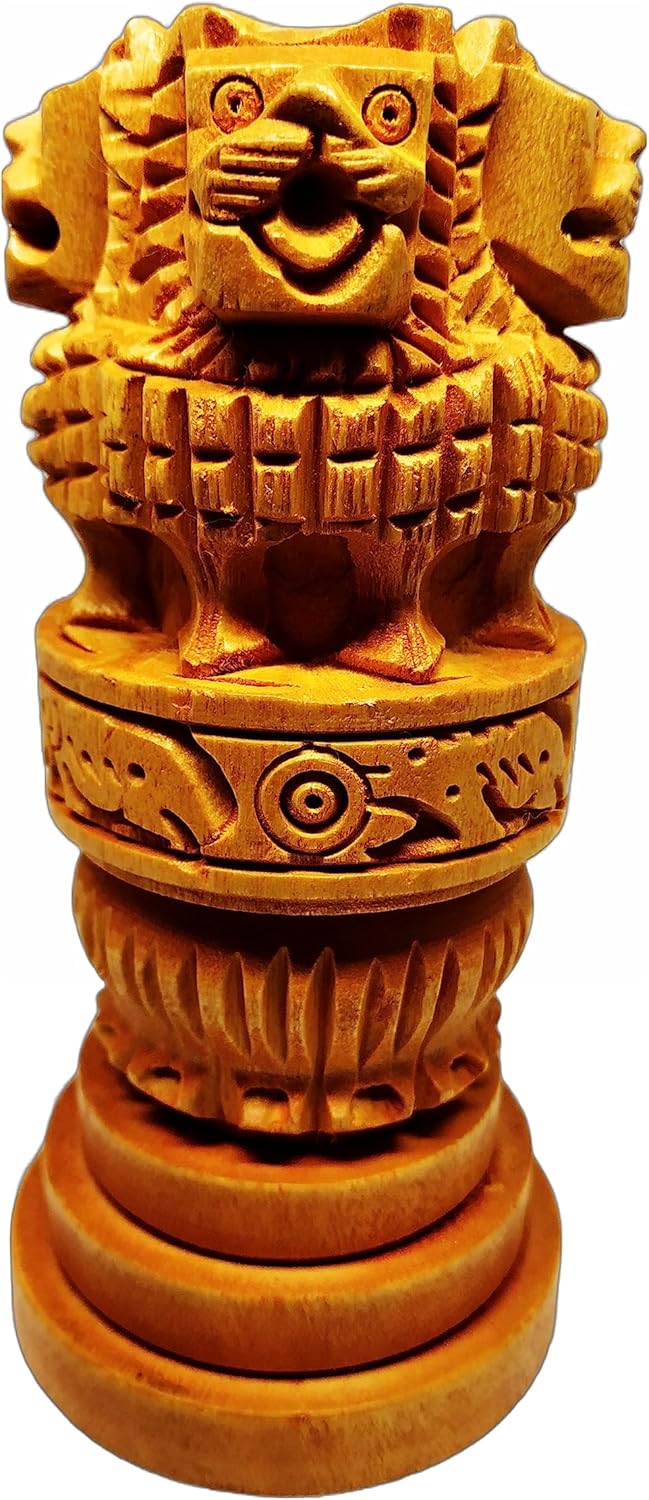 Samyuktha Wooden Ashoka Pillar Decor Showpiece 1
