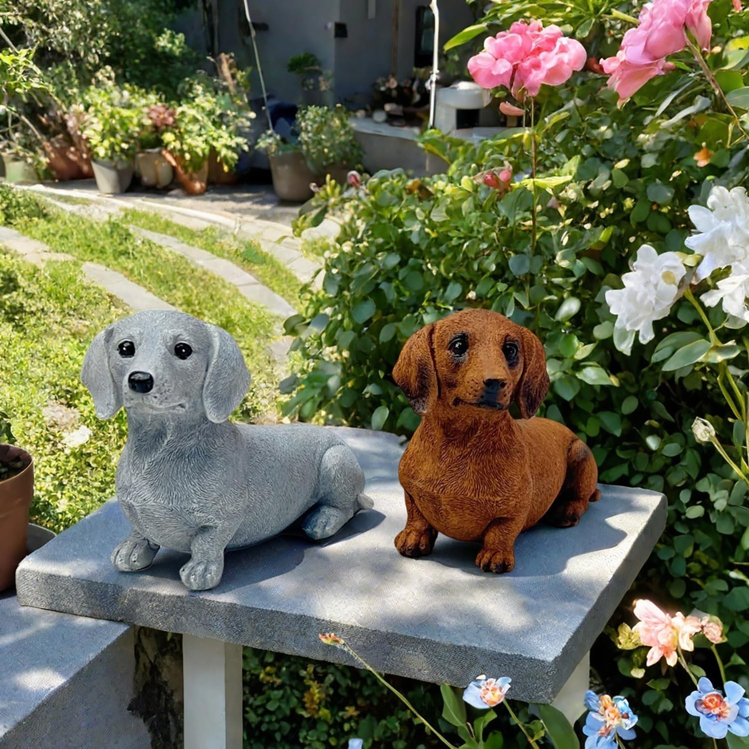 Brown Simulated Sausage Dog Resin Figurine Ornament