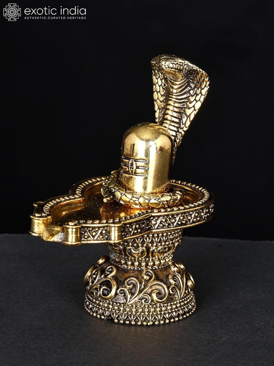 Exotic India Small Superfine Shiva Linga Brass Statue 1