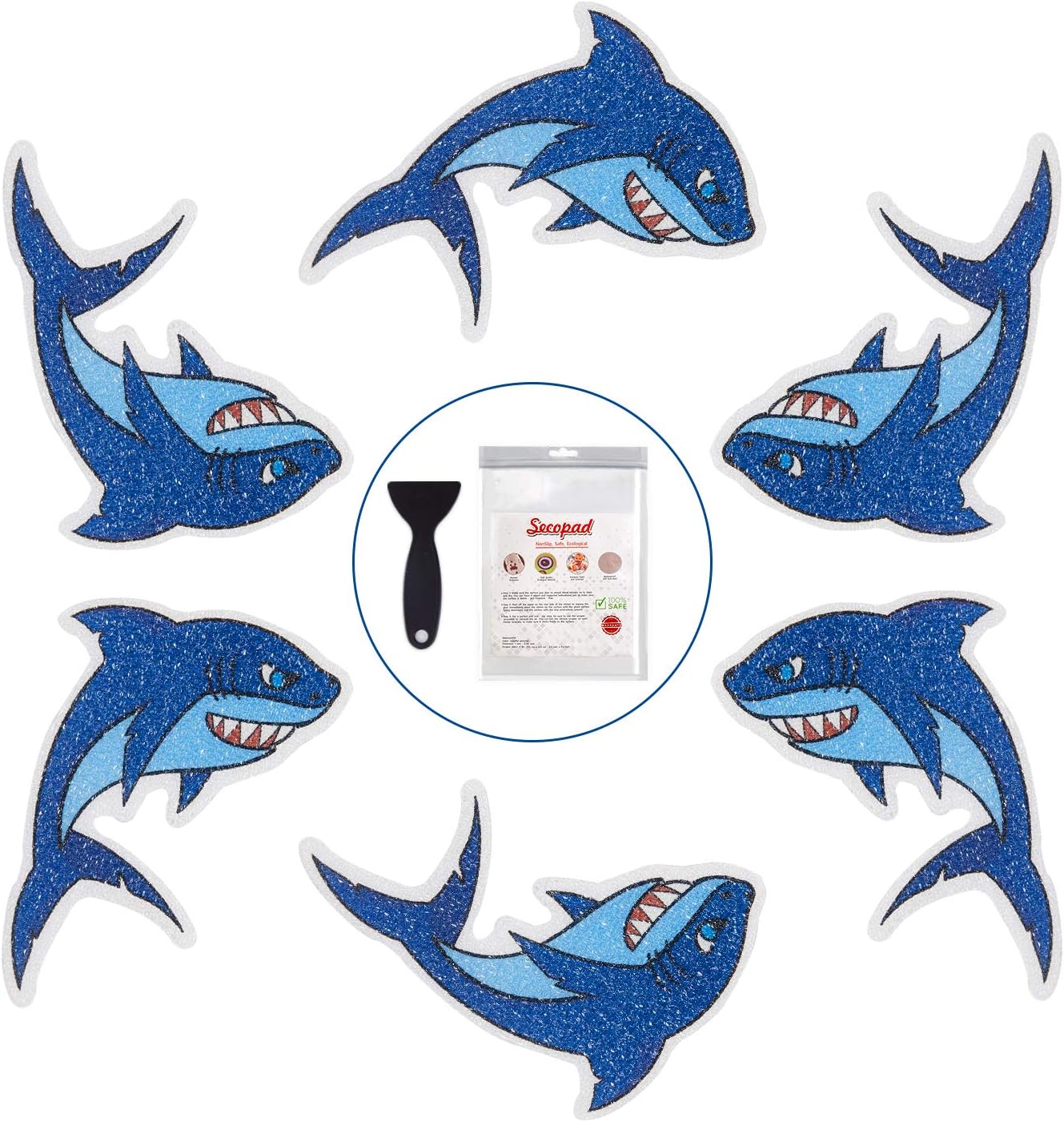 Secopad Non-Slip Shark Bathtub Stickers 20 PCS