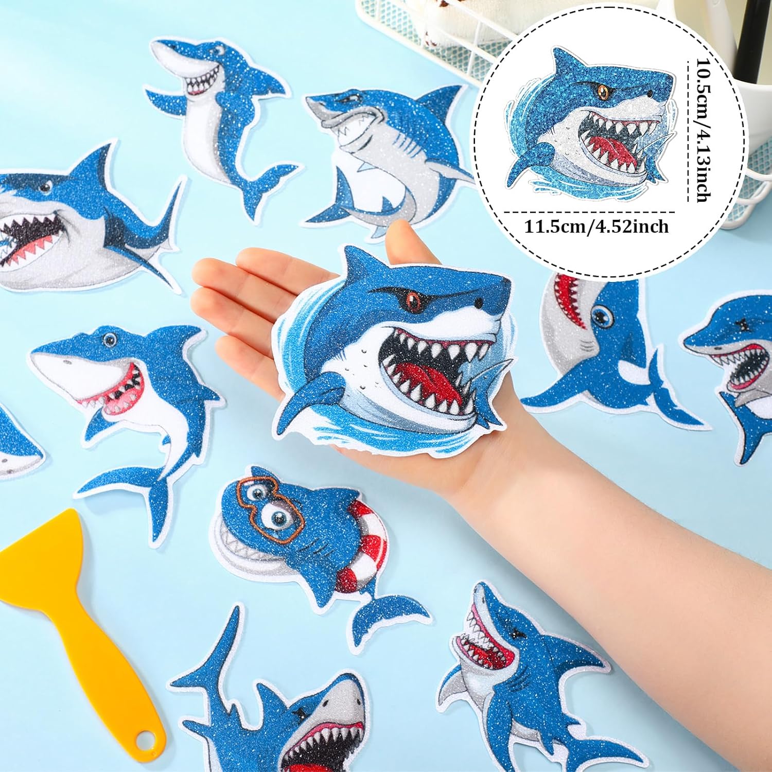 Yaomiao Shark Non-Slip Bathtub Stickers 24 Pcs