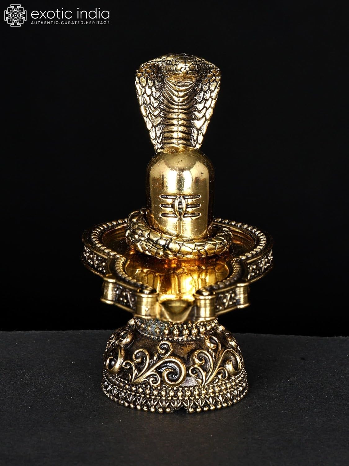 Exotic India Small Superfine Shiva Linga Brass Statue 1