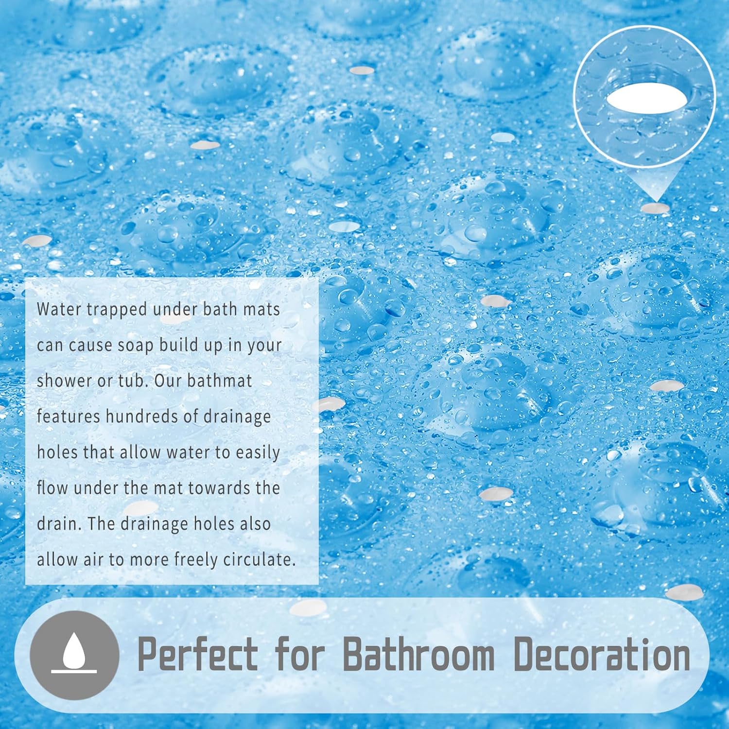 Yimobra Non-Slip Bath Mat 40x16 Clear Blue with 200 Suction Cups
