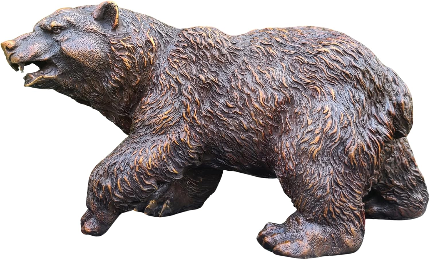 Bronze Grizzly Bear Statue 11 Inch Handmade Wildlife Sculpture