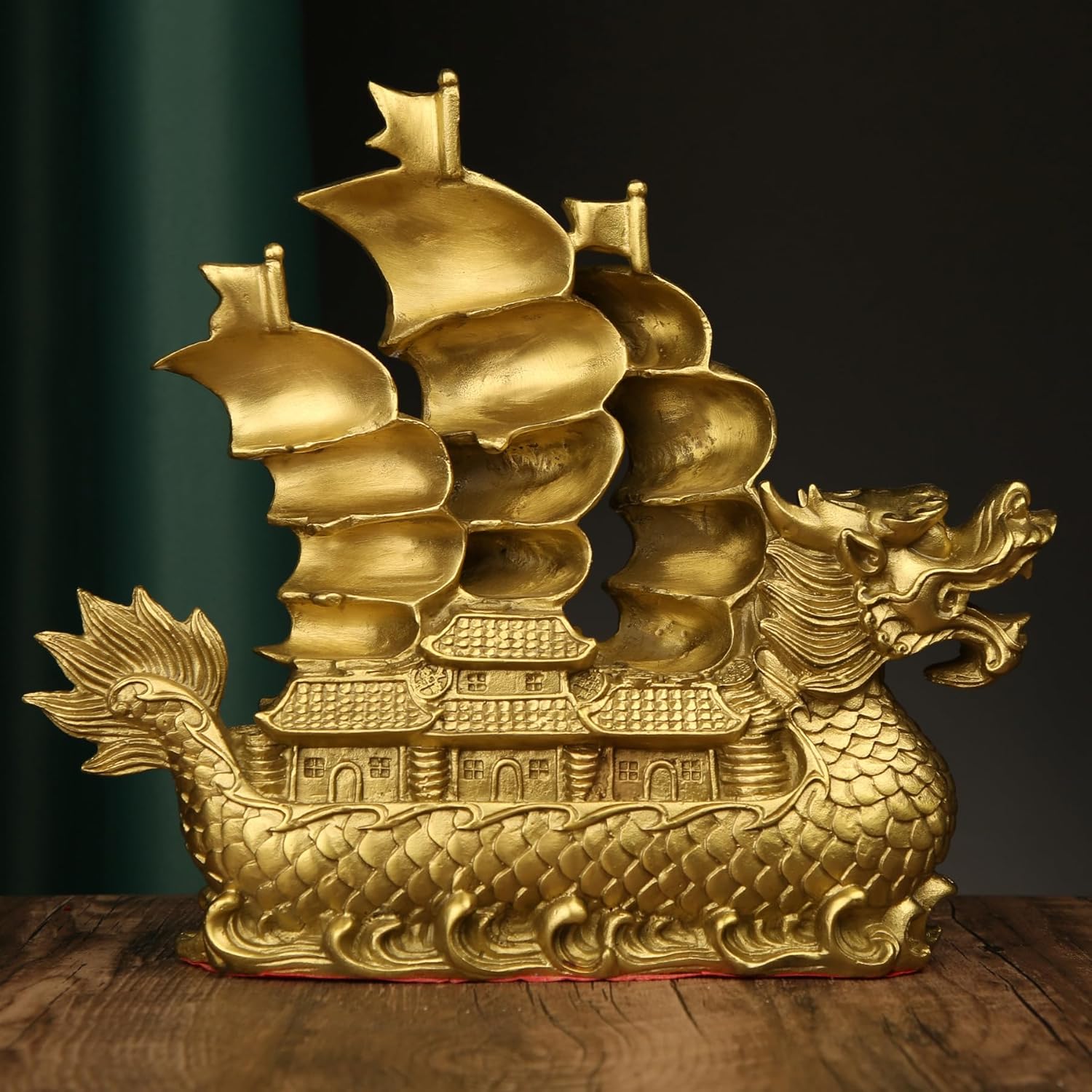 Usoway Gold Fong Sheng Ship Sculpture