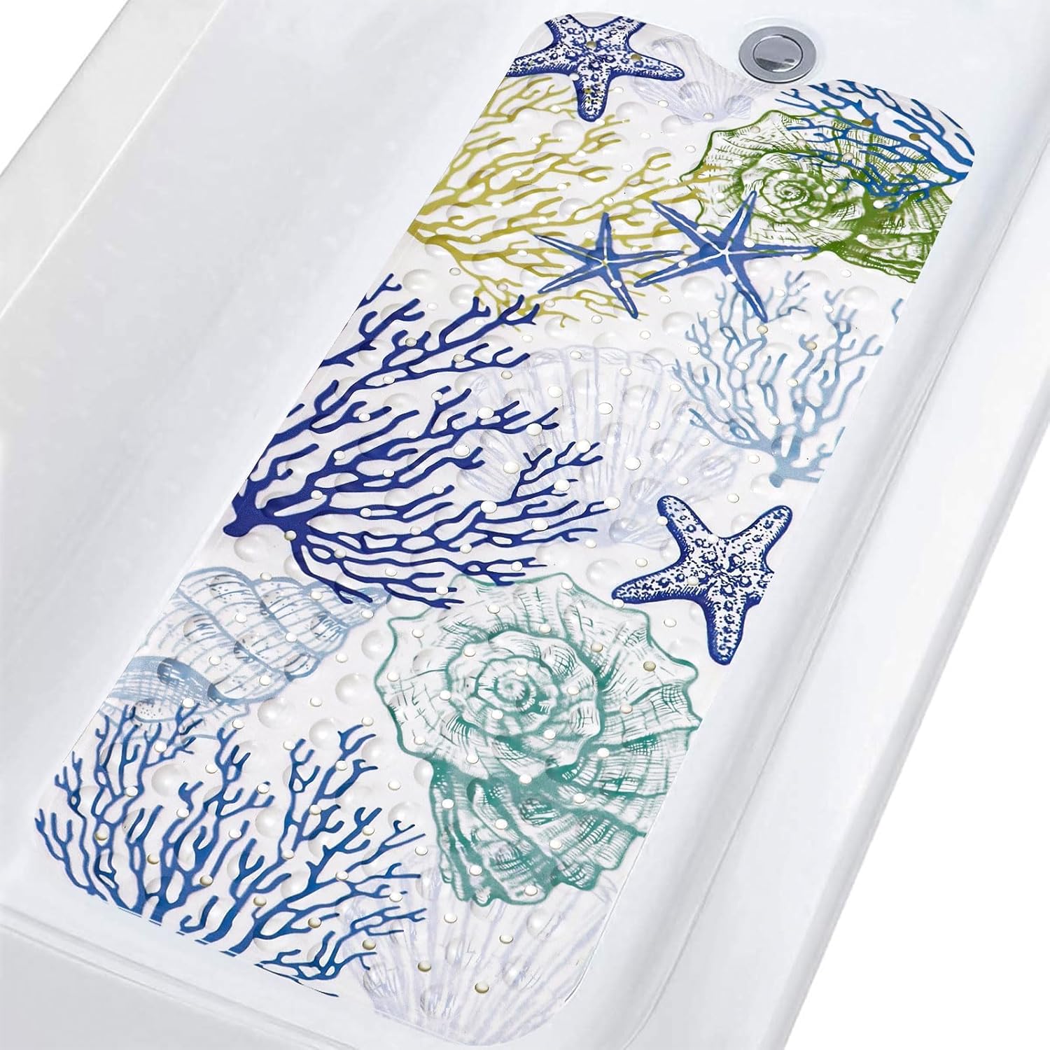 Topotdor Starfish Coral Bath Mat Non-Slip 40x16 Inch