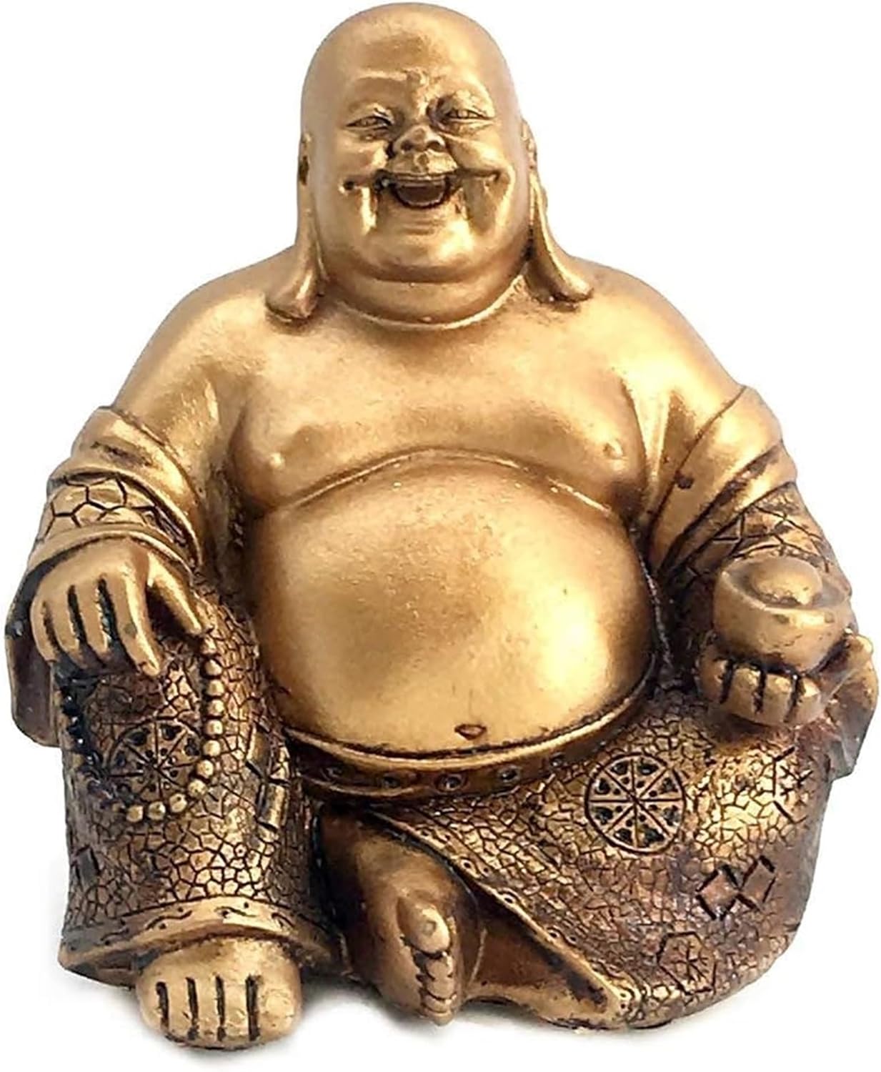 Bellaa Golden Laughing Buddha Statue 6 Inches Copper