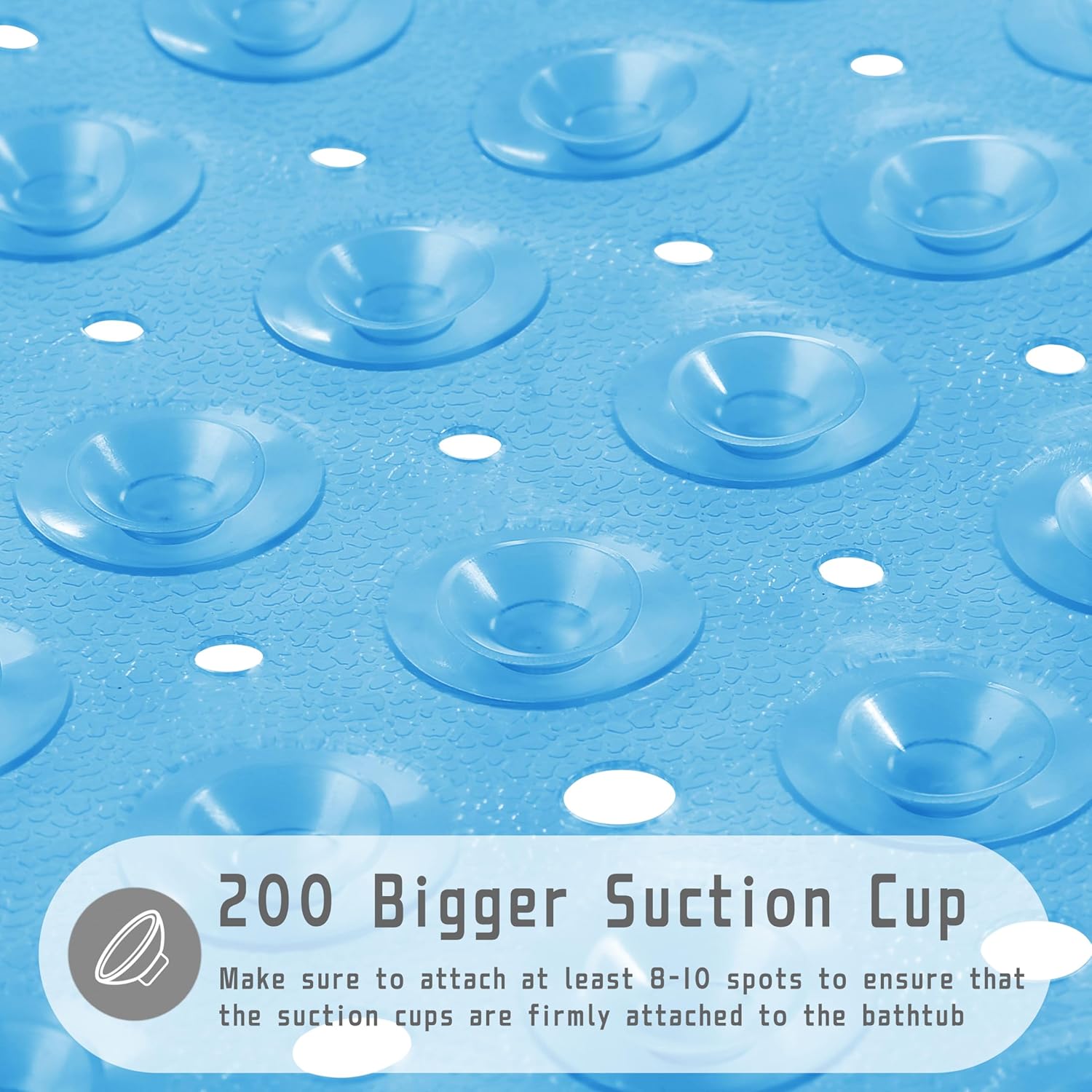 Yimobra Non-Slip Bath Mat 40x16 Clear Blue with 200 Suction Cups