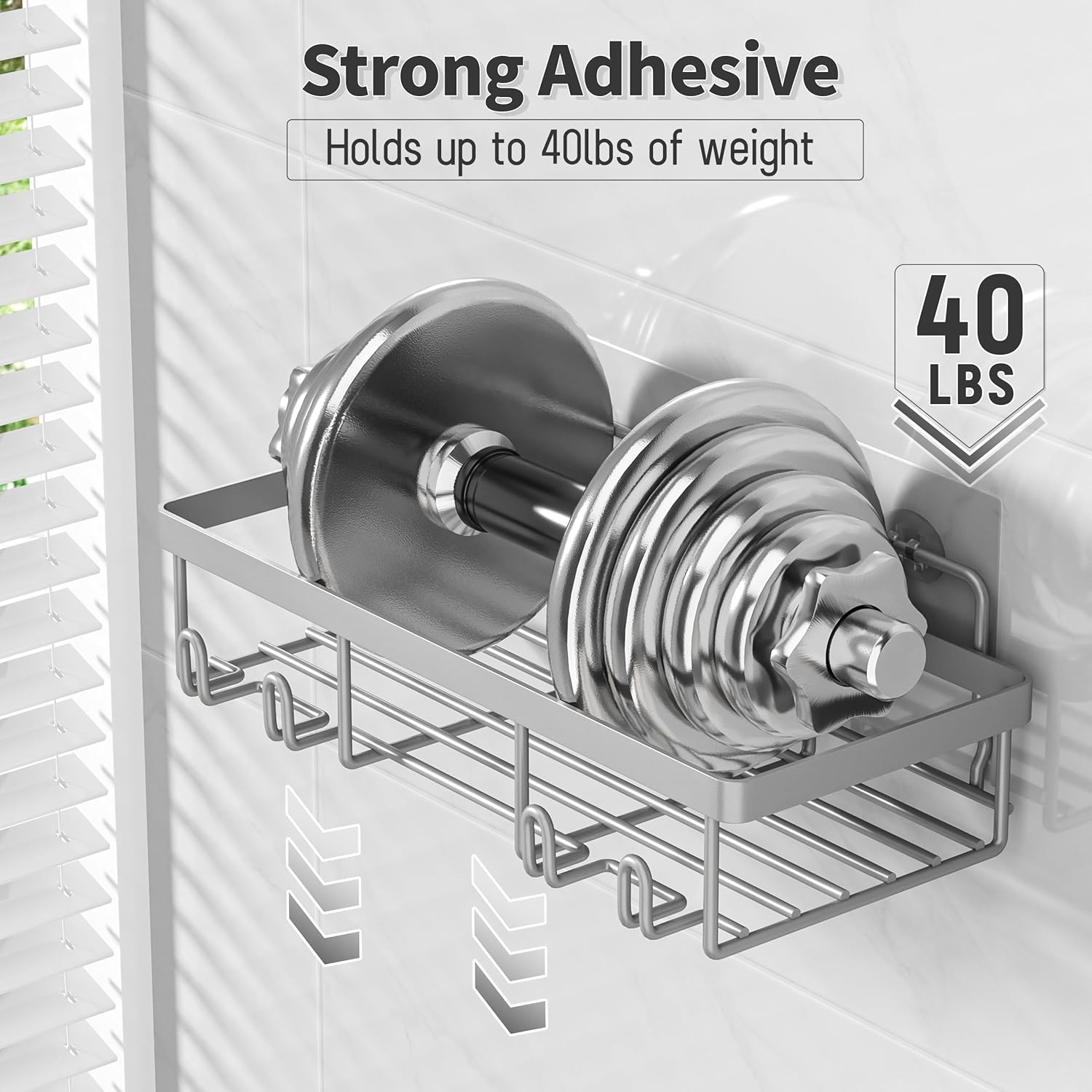 Liuoud 5 Pack Shower Caddy Organizer with Durable Stainless Steel and Strong Adhesive