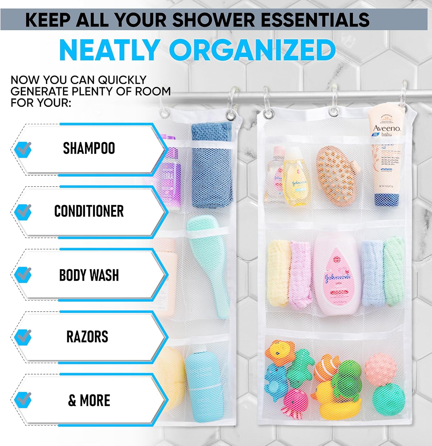 Handy Laundry 2-Pack Shower Organizer with 9 Pockets 1