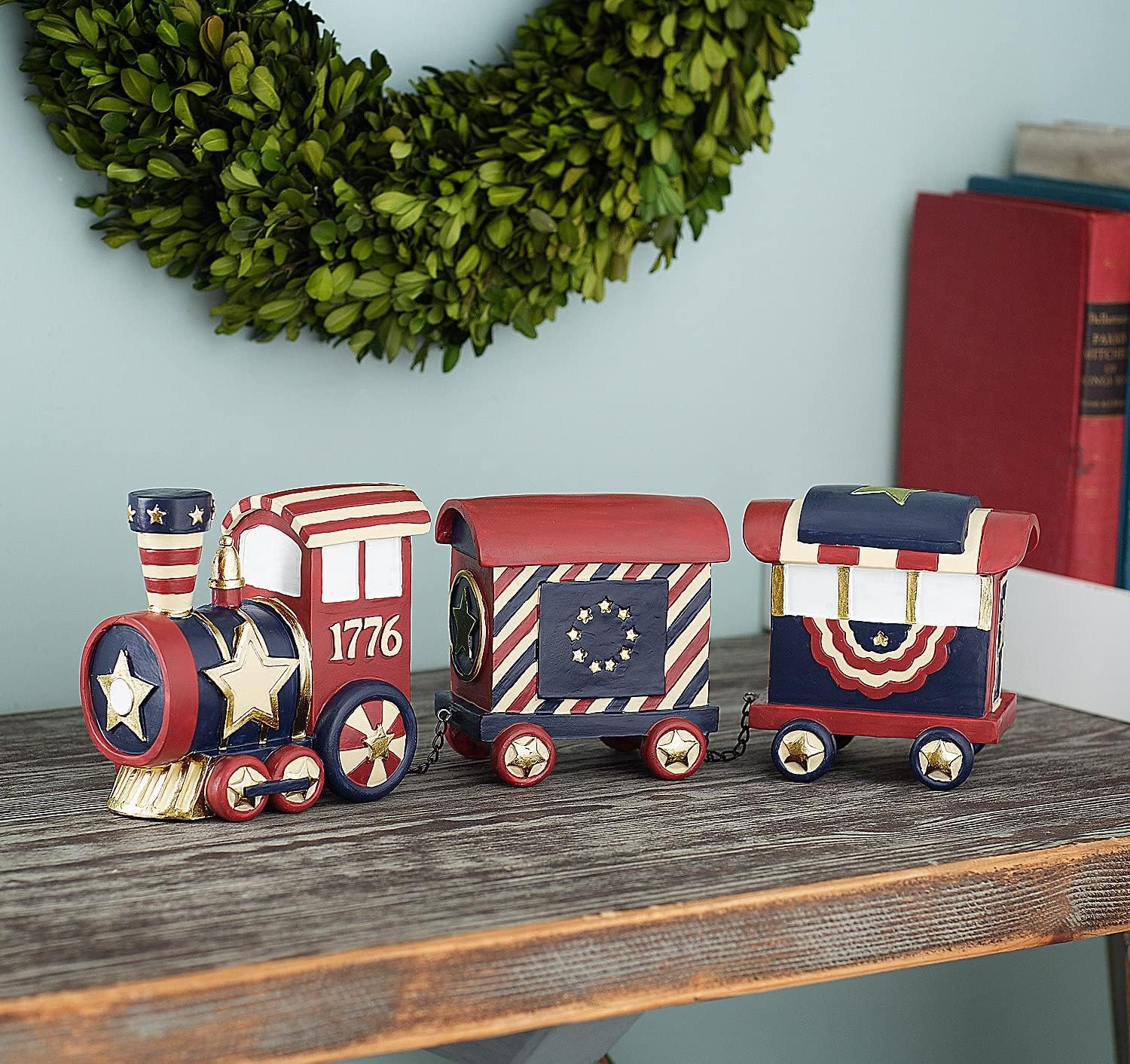 Rustic Americana 1776 Train Figurine 4th of July Decoration