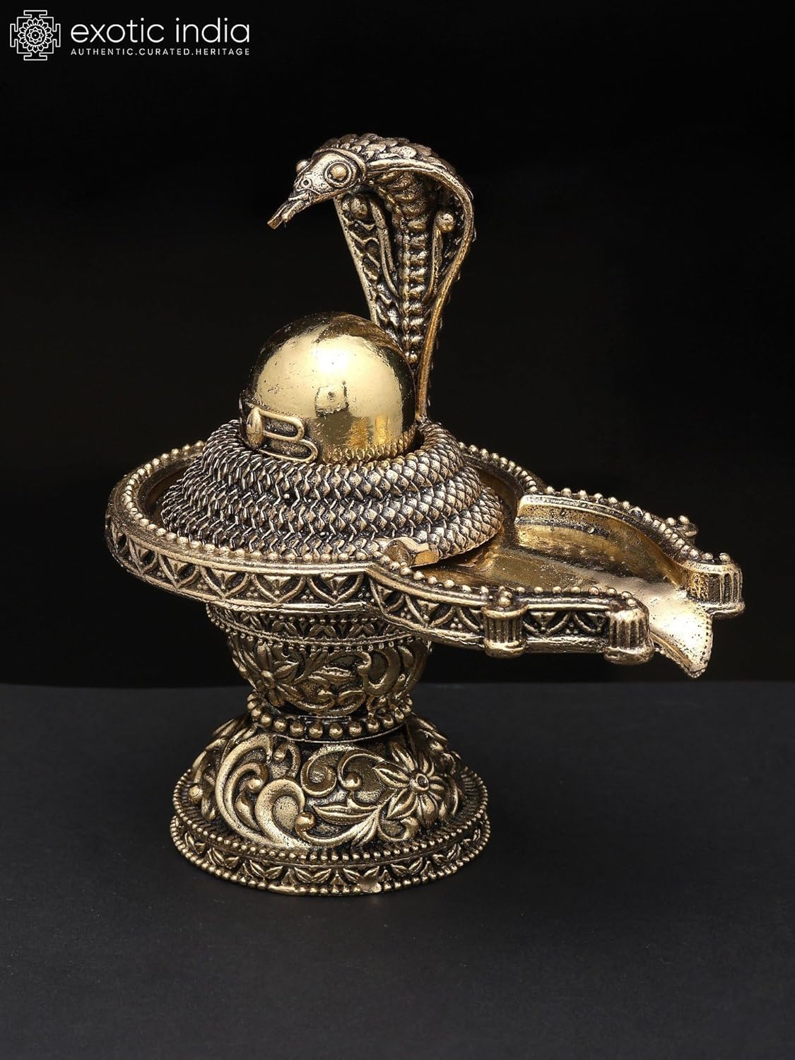 Exotic India Small Superfine Shiva Linga Brass Statue