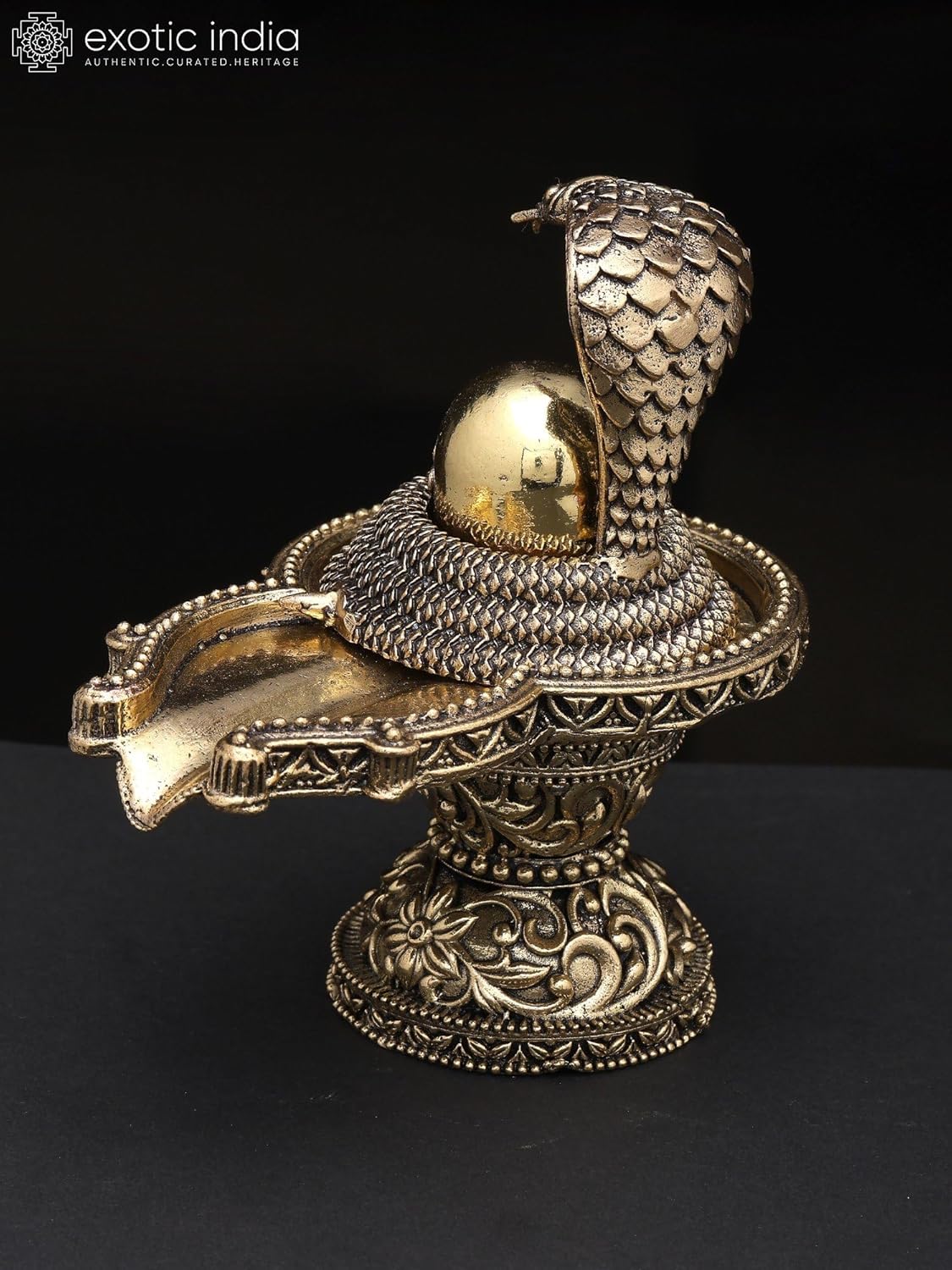 Exotic India Small Superfine Shiva Linga Brass Statue