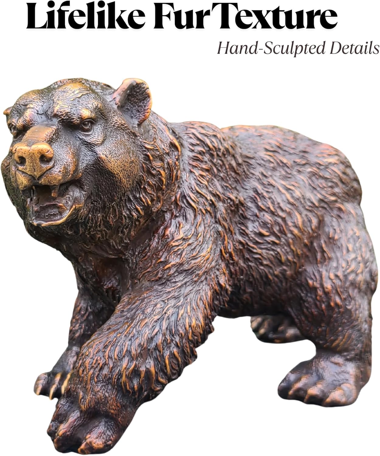 Bronze Grizzly Bear Statue 11 Inch Handmade Wildlife Sculpture