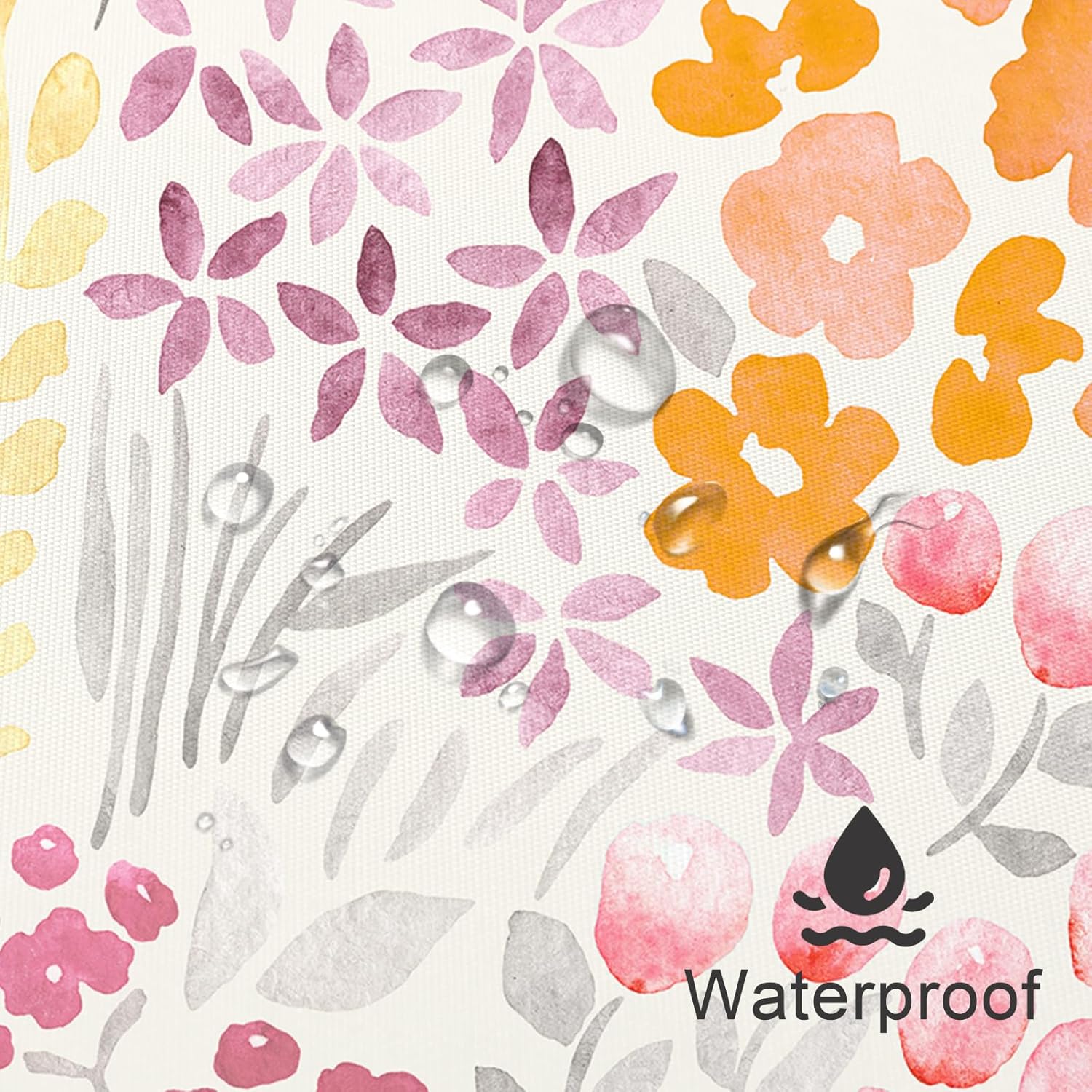 Litabel Cute Colorful Floral Shower Curtain Set
