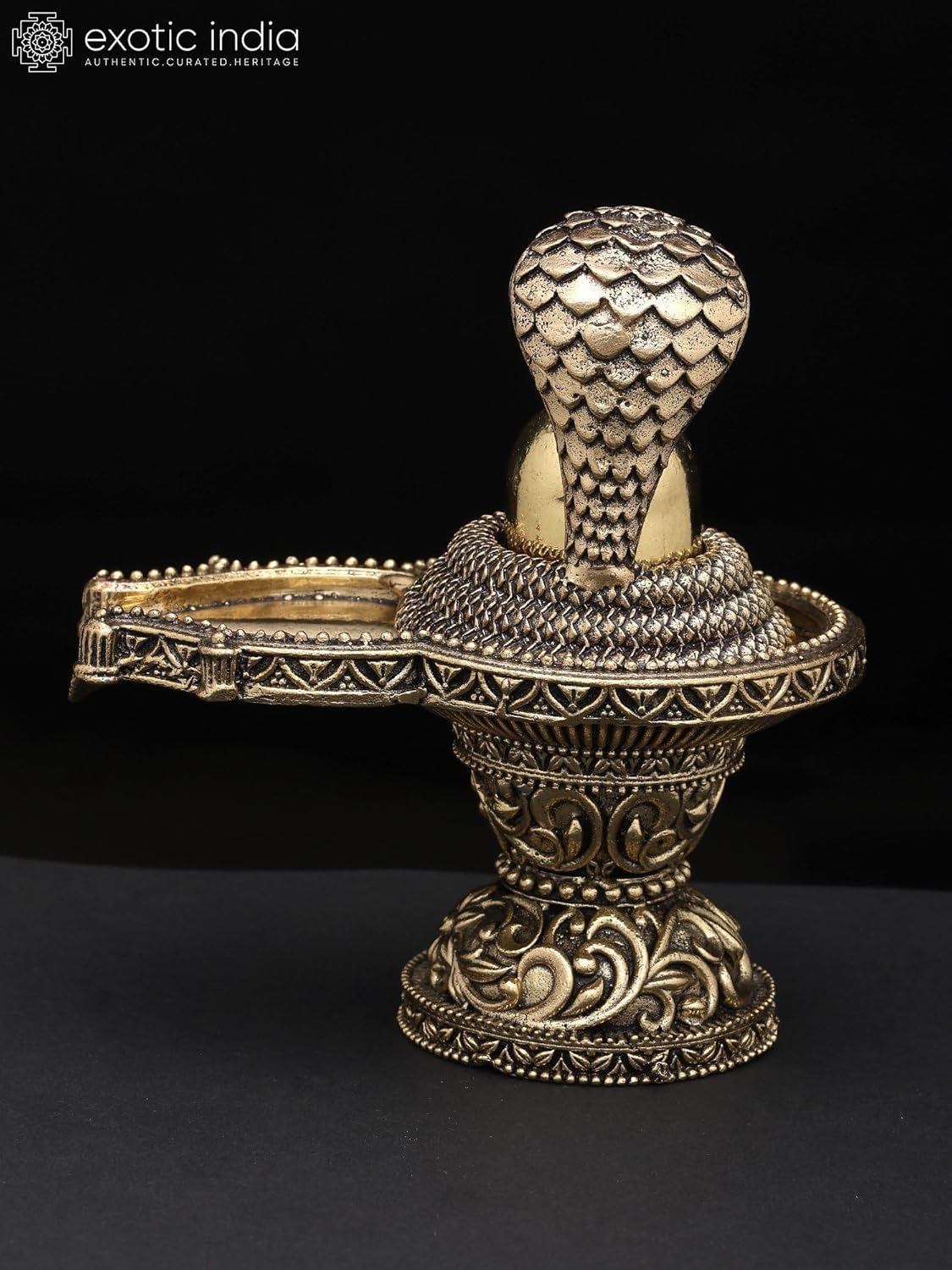 Exotic India Small Superfine Shiva Linga Brass Statue