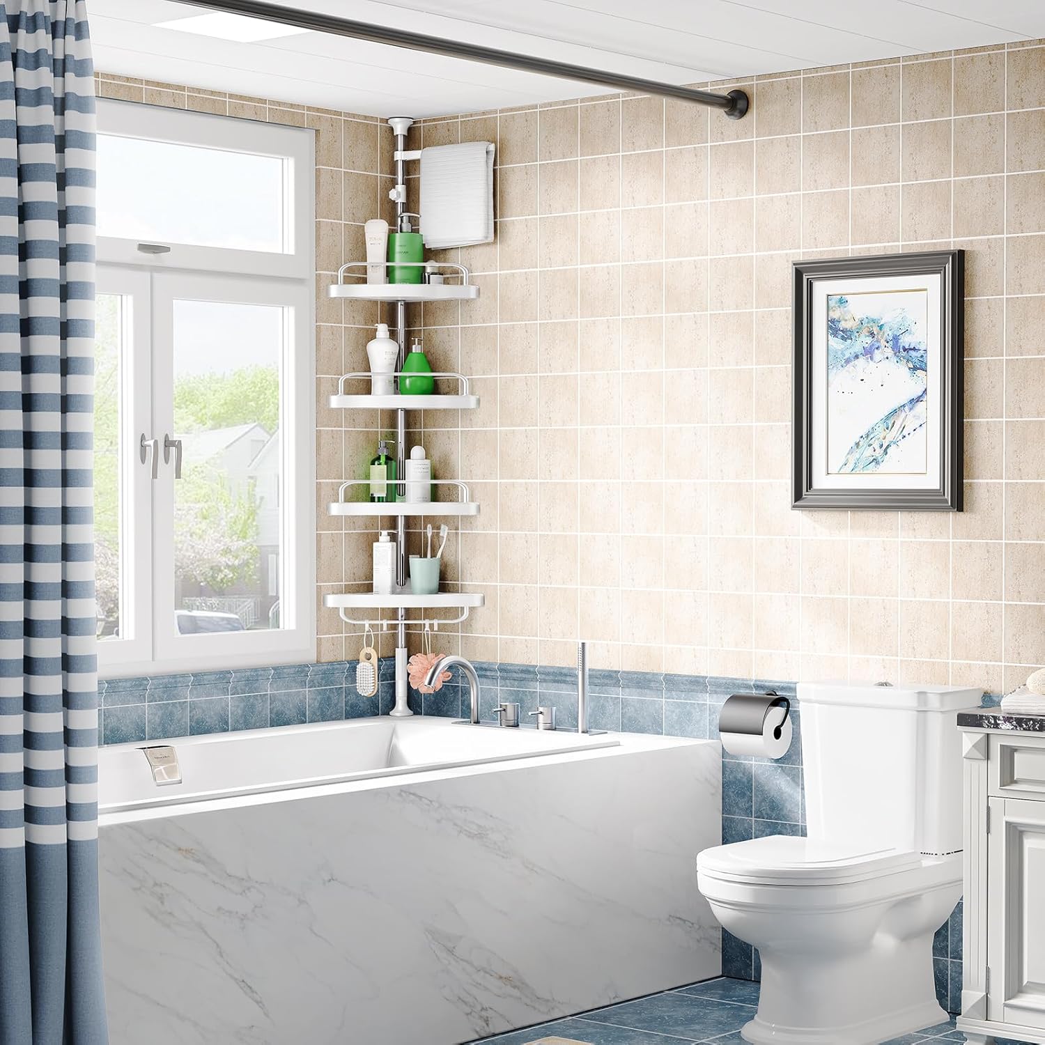Hamitor Corner Shower Caddy 4Tier Organizer