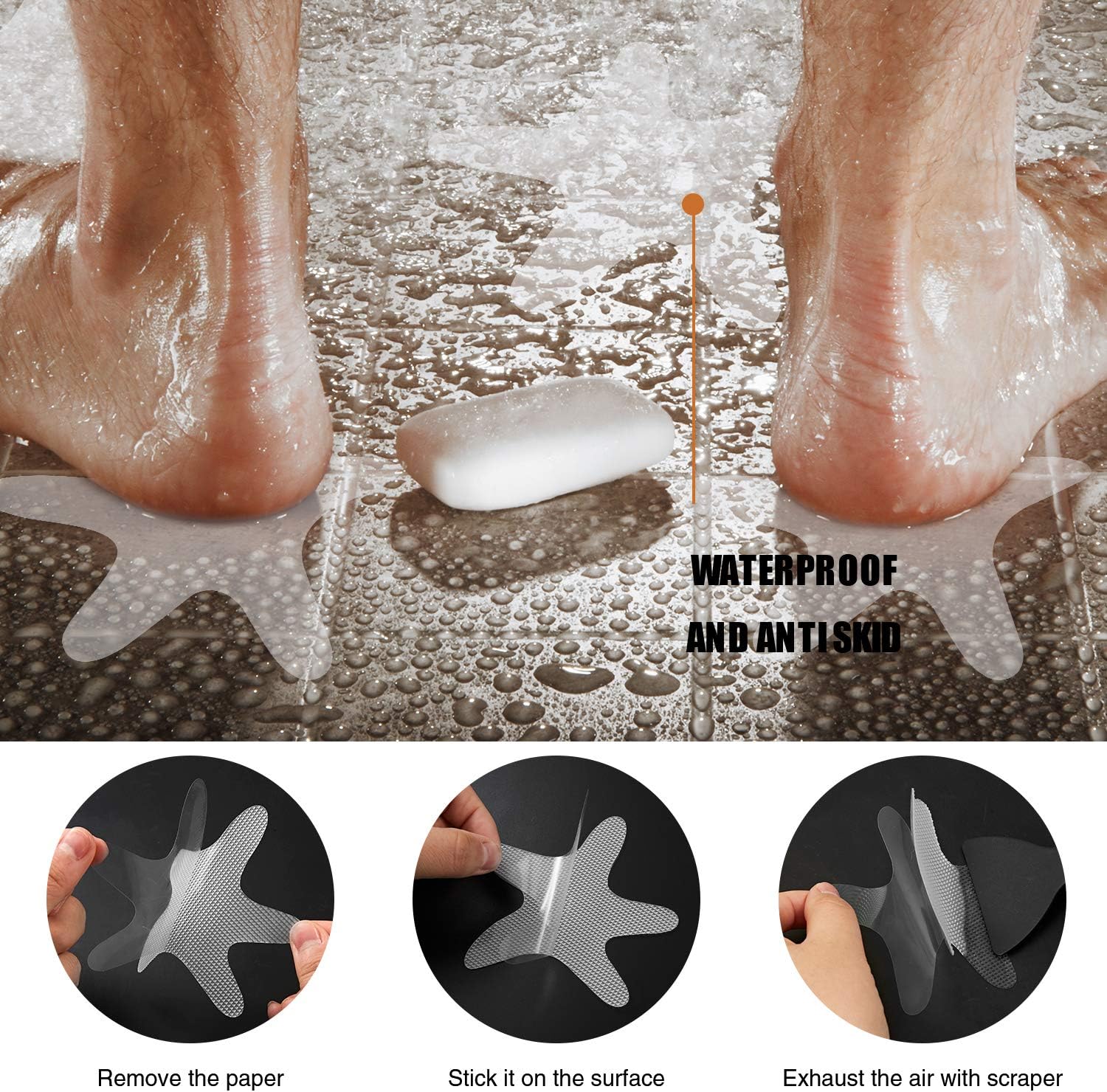 Secopad Anti-Slip Bathtub Stickers 24PCS Clear