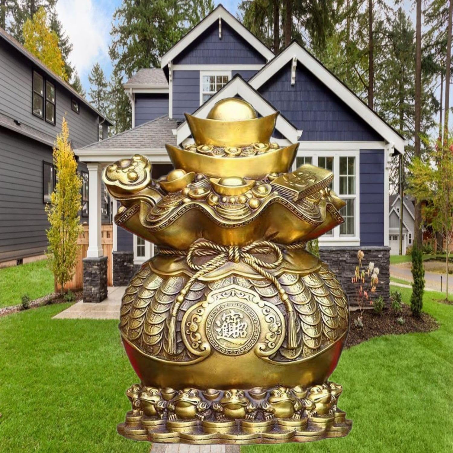 Feng Shui Golden Treasure Basin Figurine for Wealth and Prosperity