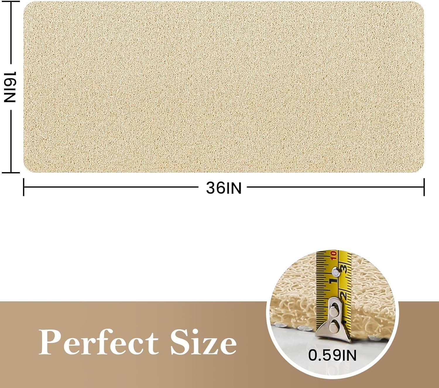 SoftDuo Non-Slip Shower Mat 36x16 Inch PVC Loofah