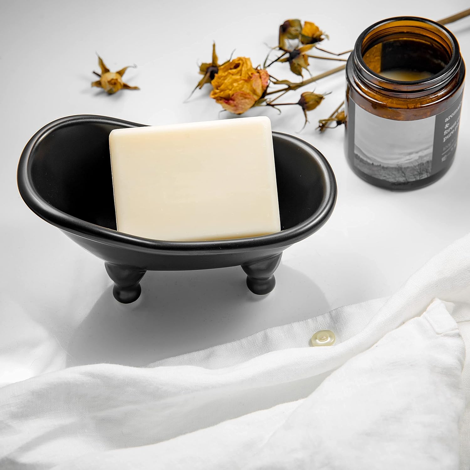 1piece 56 Inch Black Ceramic Soap Dish