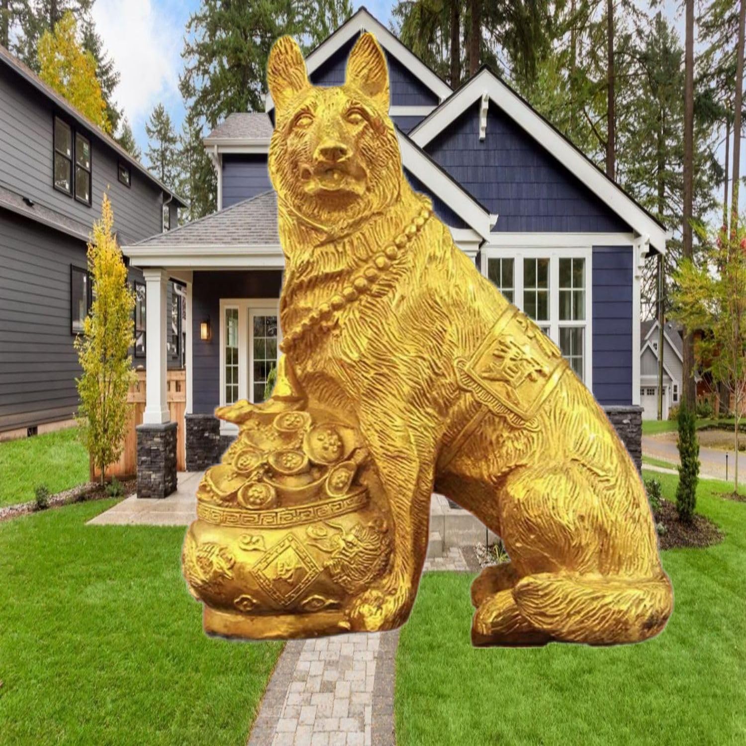 Ecqizer Feng Shui Lucky Dog Figurine Home Office Decoration