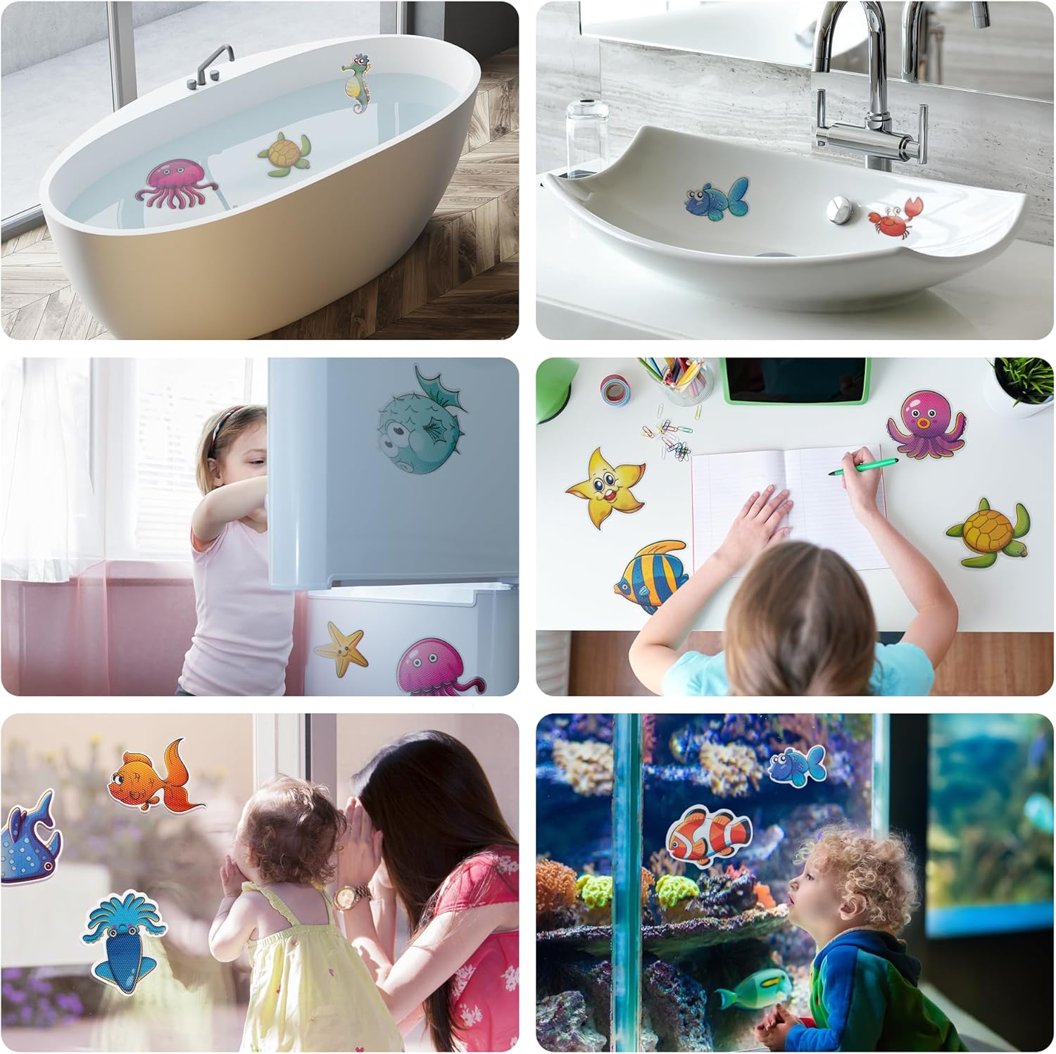 20 PCS Sea Creature Non-Slip Bathtub Stickers with Scraper