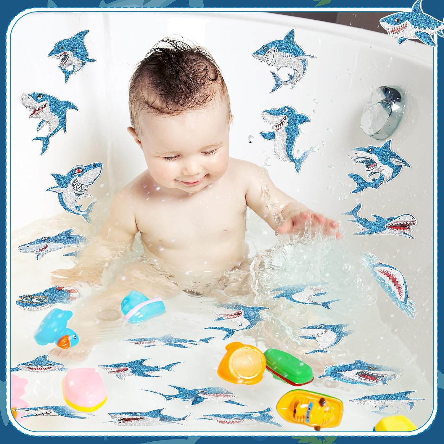 Yaomiao Shark Non-Slip Bathtub Stickers 24 Pcs