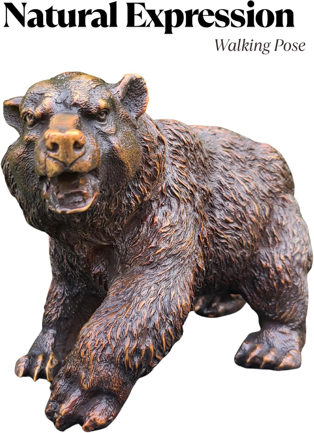 Bronze Grizzly Bear Statue 11 Inch Handmade Wildlife Sculpture
