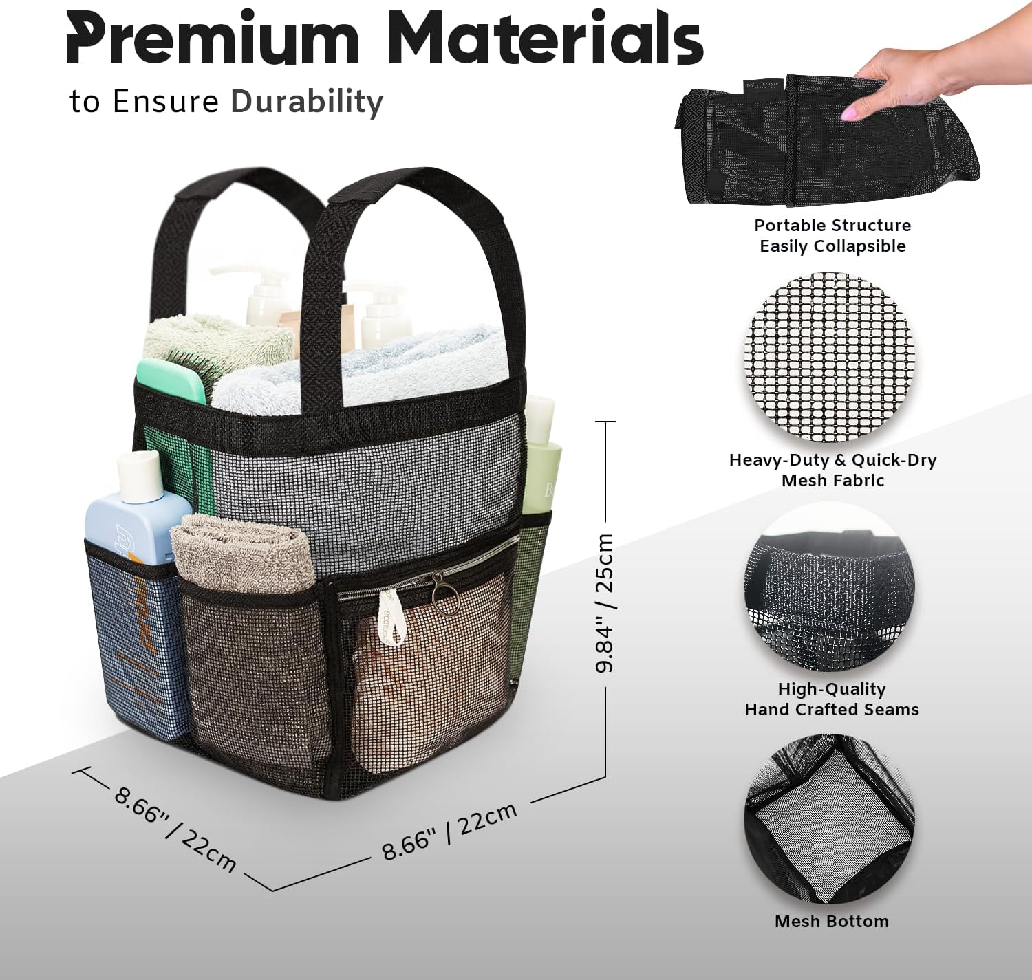 DV Lifestyle Mesh Shower Caddy with 7 Pockets and Zipper 1