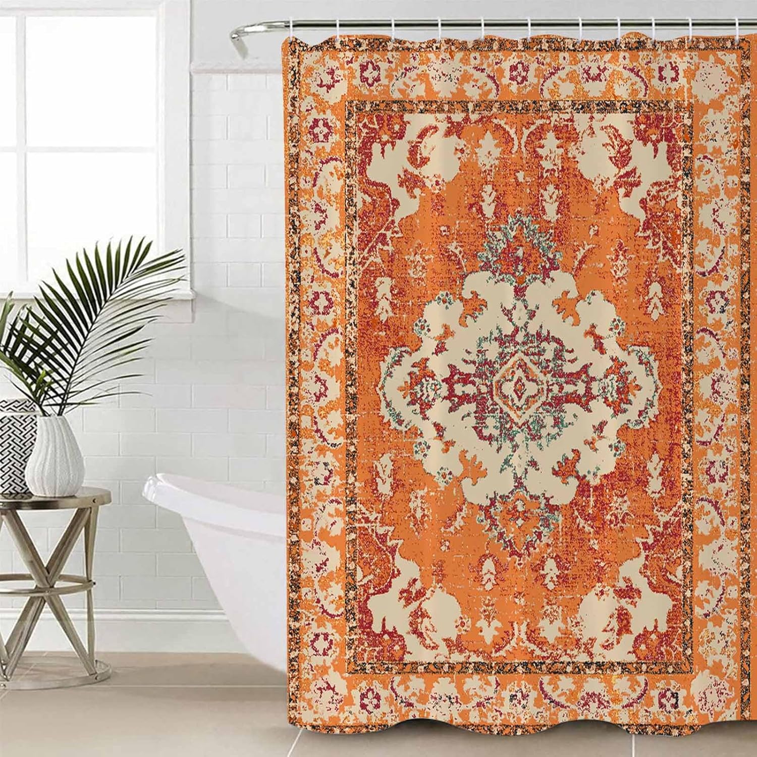 ZOE GARDEN Southwestern Orange Shower Curtain Set