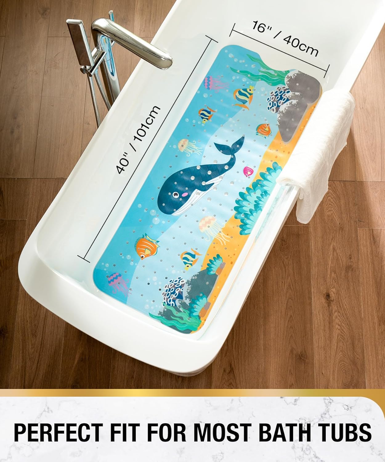 HITSLAM Baby Bath Mat with Whale 40x16 Inch Non-Slip 1