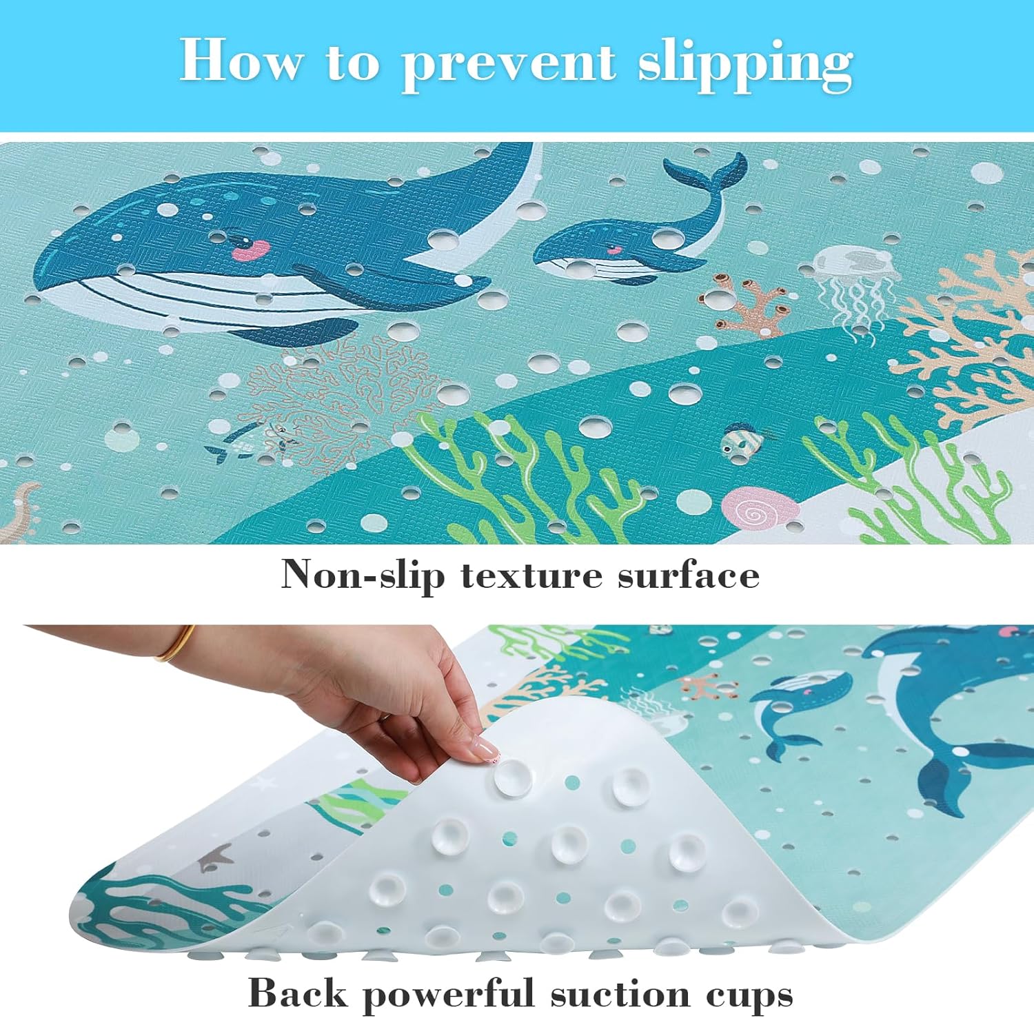 Secopad Cartoon Baby Bath Mat with Suction Cups