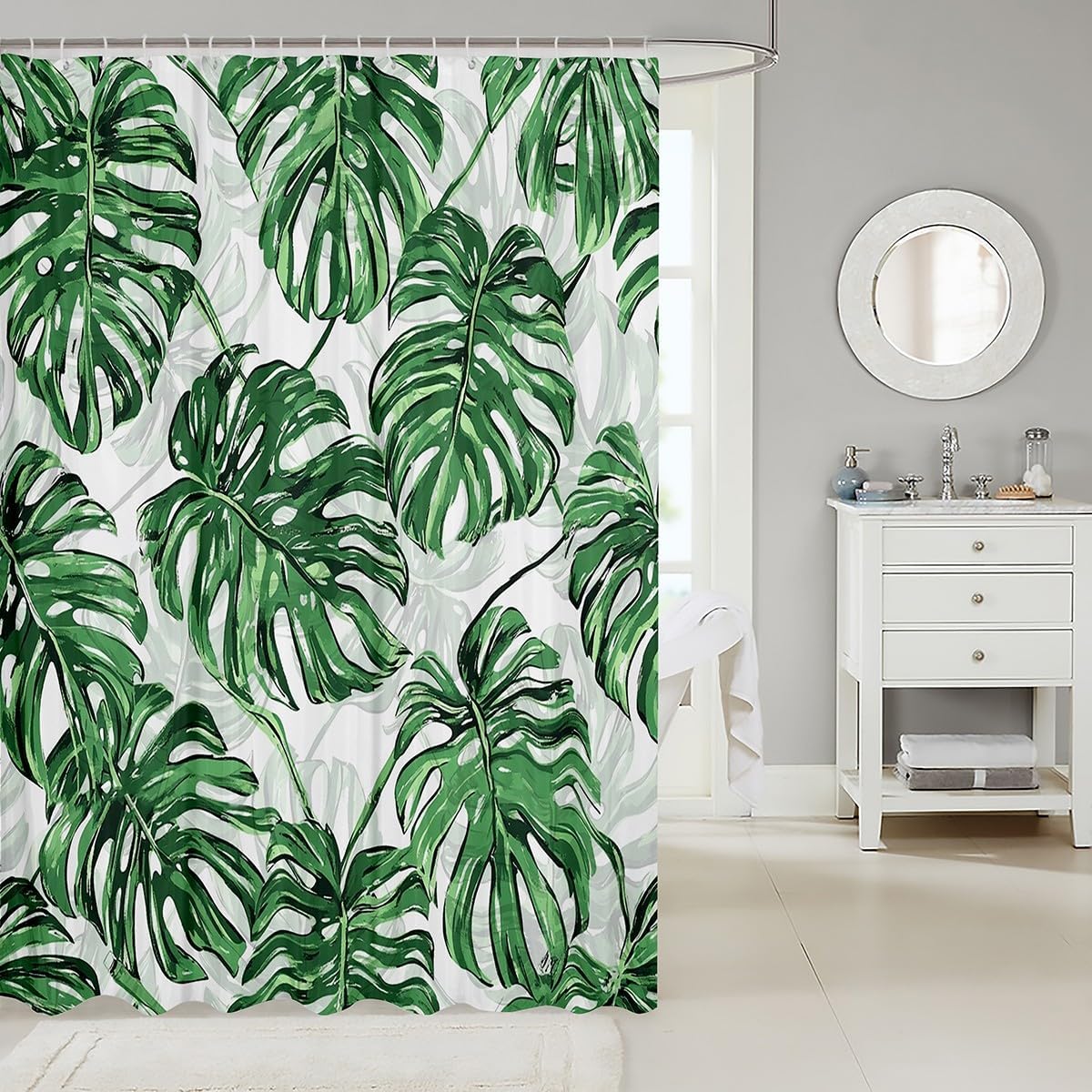 Erosebridal Tropical Hawaii Plants Bath Curtain Set