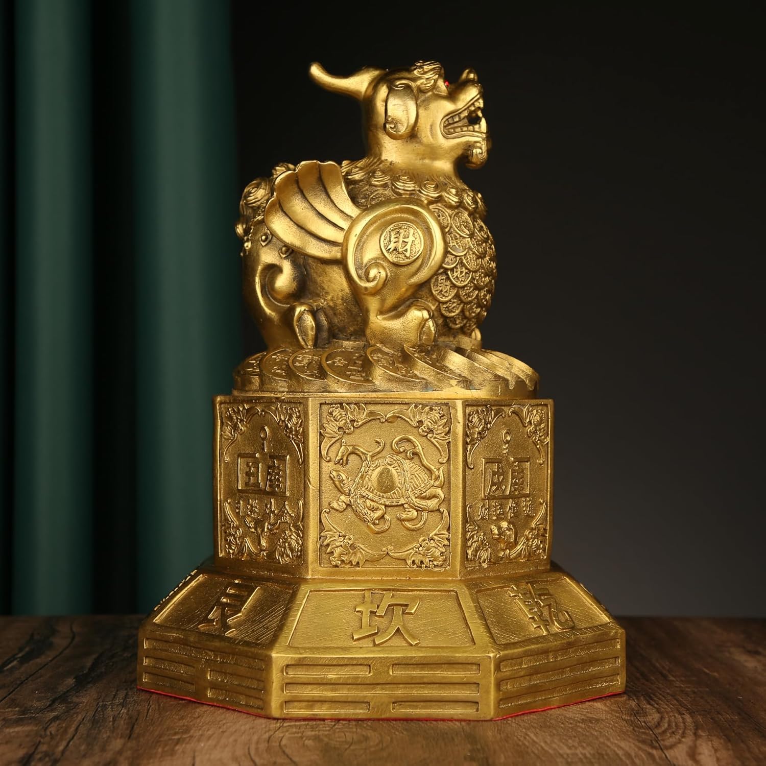 Usoway Pure Bronze Turtle Feng Shui Figurine Gold