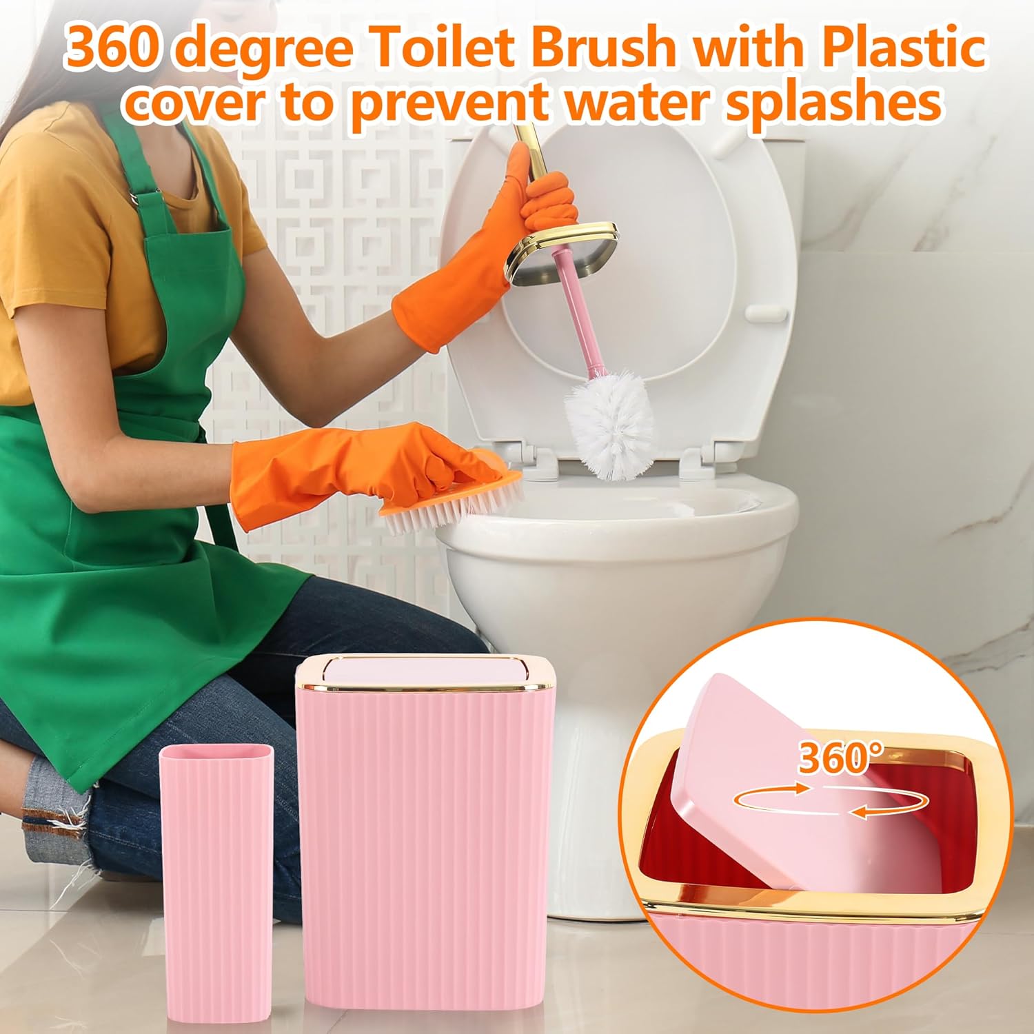 Viowil 9-Piece Pink Bathroom Accessory Set