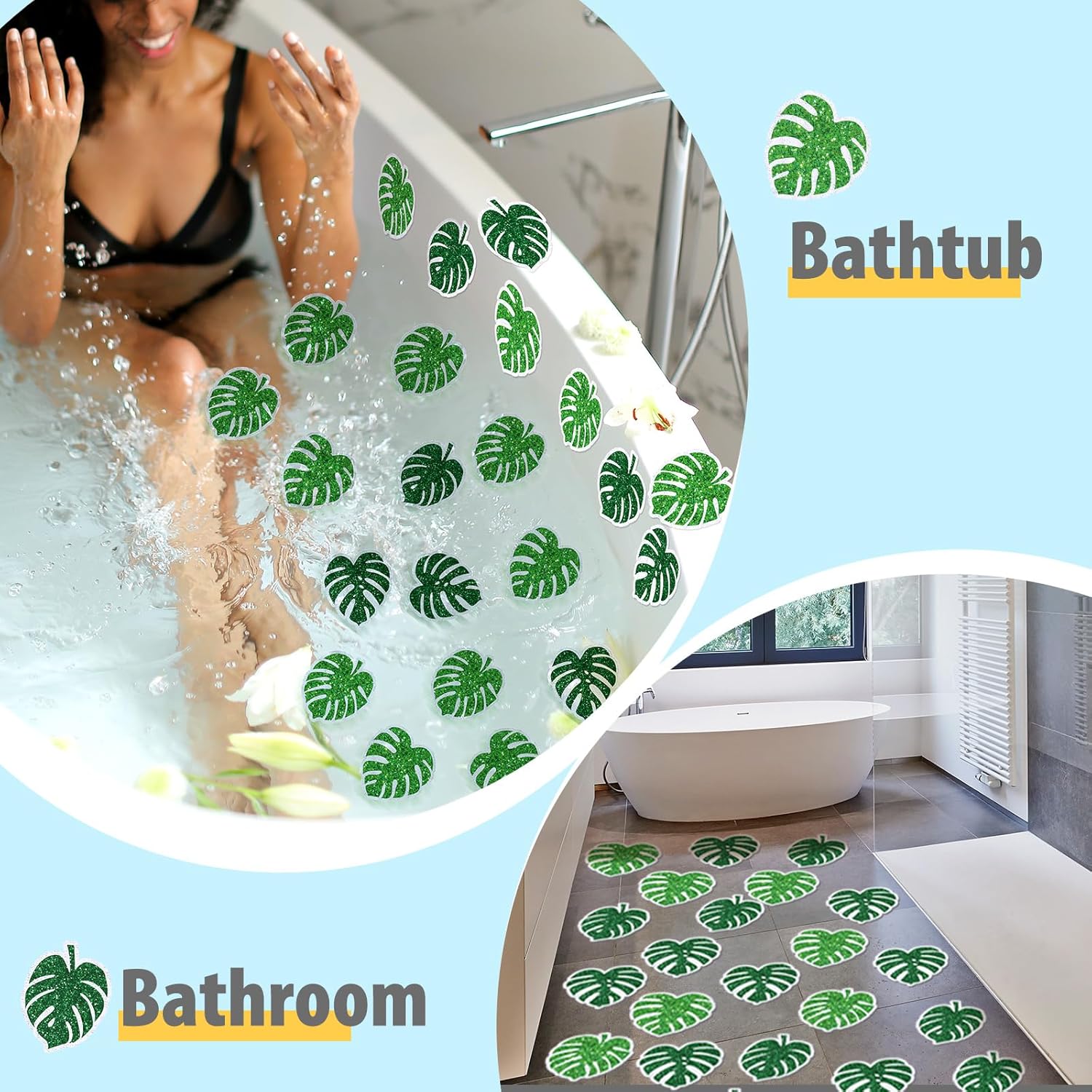 Yaomiao 24 Pcs Non Slip Bathtub Stickers with Scraper